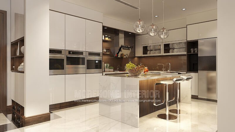 Trang trí nội thất căn bếp chung cư, biệt thự cao cấp với mẫu tủ bếp phong cách hiện đại Tủ bếp đẹp, sang trọng và đẳng cấp