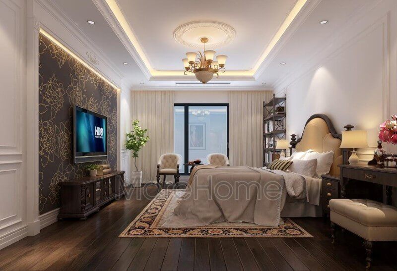 Kệ ti vi gỗ óc chó màu sắc sang trọng được thiết kế theo lối tân cổ điển mới lạ và ấn tượng hơn