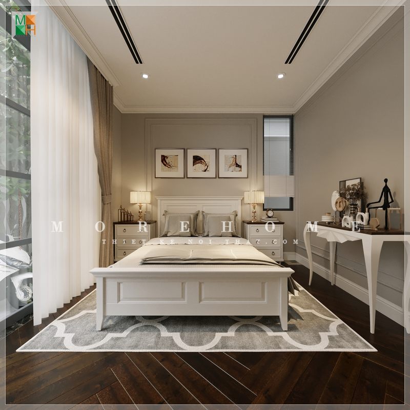Bàn trang trí với đường nét thiết kế tinh tế, ấn tượng góp phần tạo nên điểm nhấn cho không gian thêm nổi bật.