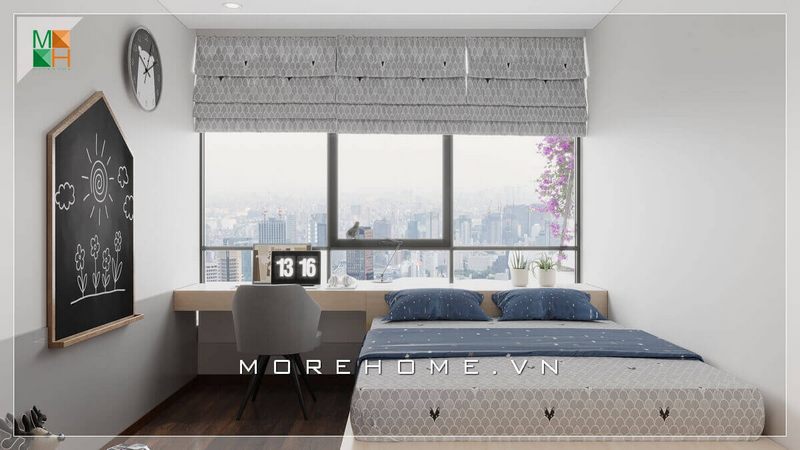 .
Không có nội thất quá phức tạp, giường ngủ liền bàn làm việc bằng gỗ công nghiệp, sử dụng ánh sáng tự nhiên thông qua cửa sổ cường lực, giúp bạn cảm nhận được sự hòa hợp với thiên nhiên khi nghỉ ngơi trong phòng.