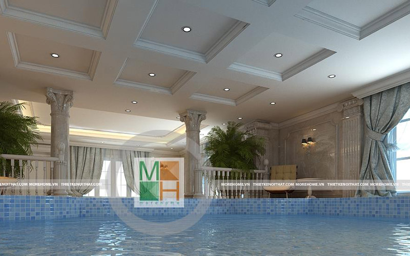 Thiết kế bể bơi trong toà đẹp như ốc đảo